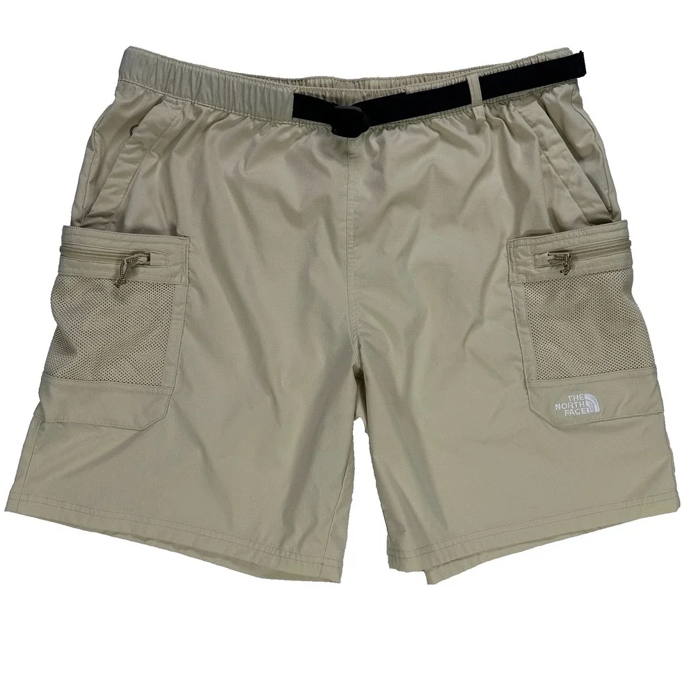 The North Face Shorts Mens XXL Long Beige Belted Cargo Fishing Hiking Ripstop